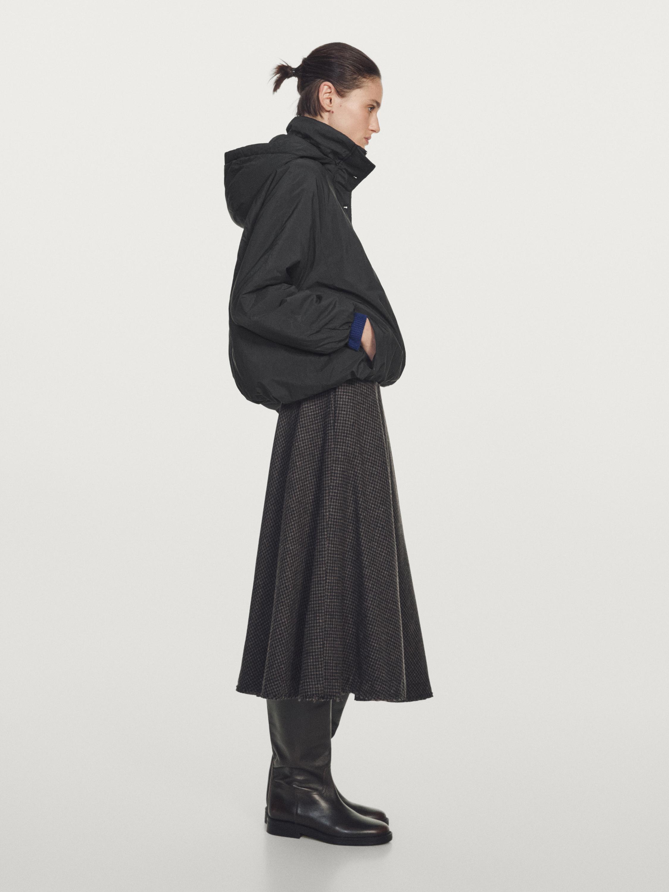 Water-repellent padded parka with high neck